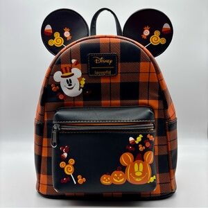 Loungefly Disney Halloween Candy Pumpkins Plaid Mickey Mouse Ears Mini Hot Topic